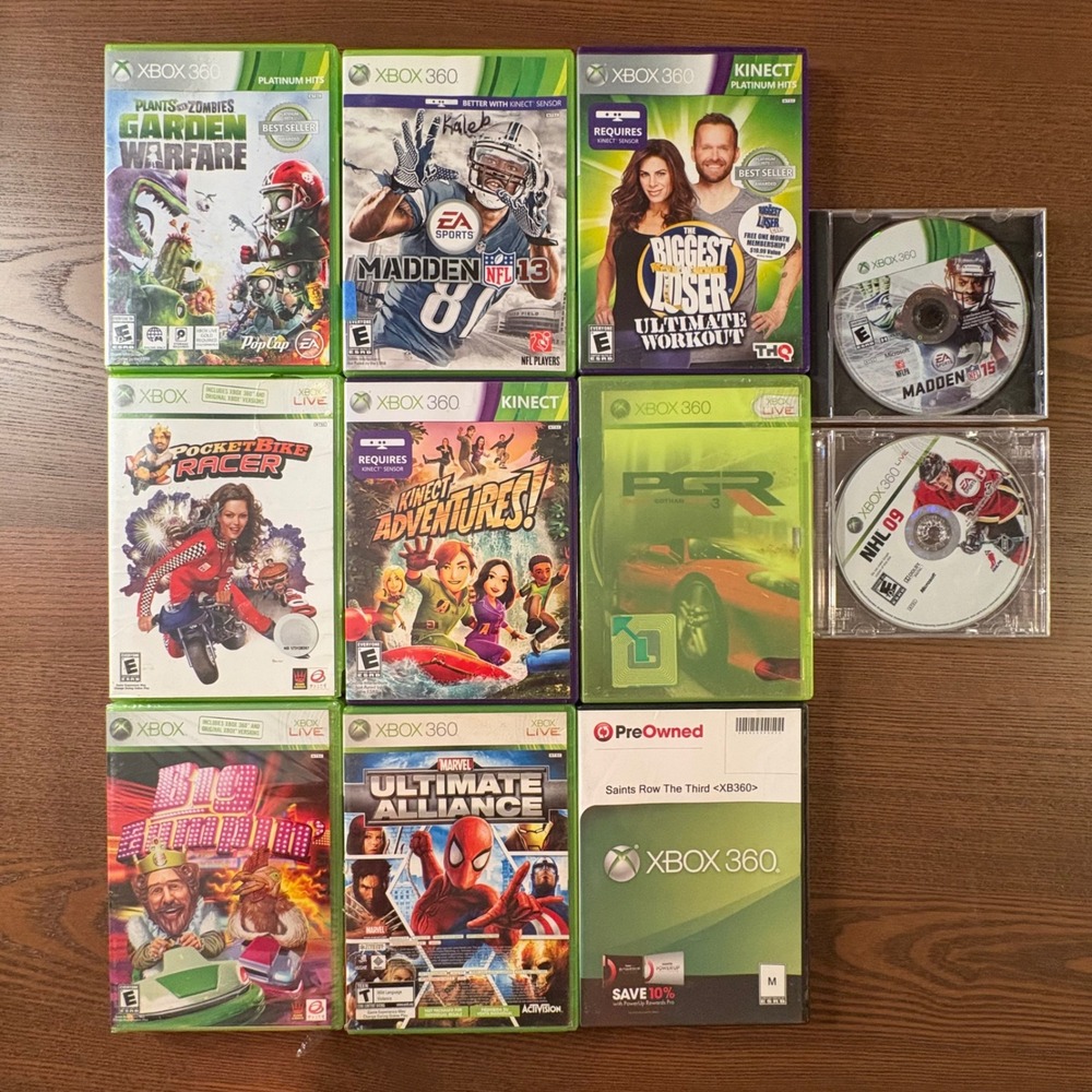 Xbox‎ 360 Game Lot of 11 Madden Marvel Ultimate Alliance Plants vs Zombies PGR3